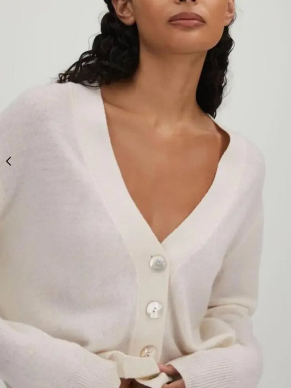 CRUSH Collection Acai Cashmere V Neck Button Down Relaxed Cardigan White Cream S